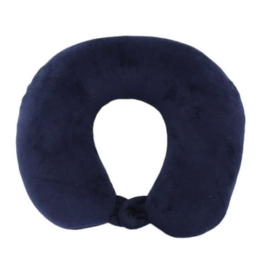 SLYNSHome Stuffable Travel Pillow for Airplane,11.4X10.6 inch Memory Foam Neck Pillow for Travel Soft Velvet Stuffed Portable Plane Nap Pillow C-shaped Ergonomic for Car Office (Navy)
