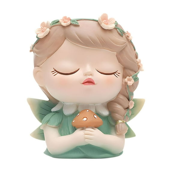 SLYNSHome Succulent Planters,Small Fairy Head Planter Cute Resin Cactus Pots with Drainage Girl Face Flower Pot Decoration for Home Garden Office Plant Ornaments Accessories