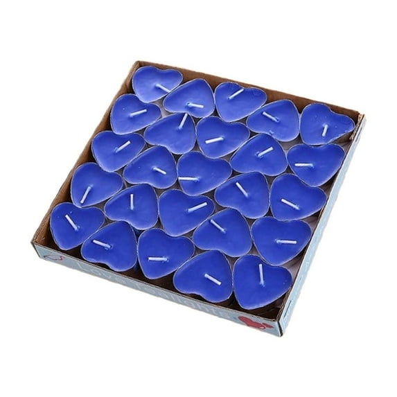 SLYNSHome Tea Light Candles 50 Pack Heart Shaped Scented Aromatherapy Soy Wax Candle for Wedding Proposal and Confession of Love Decoration (Blue)