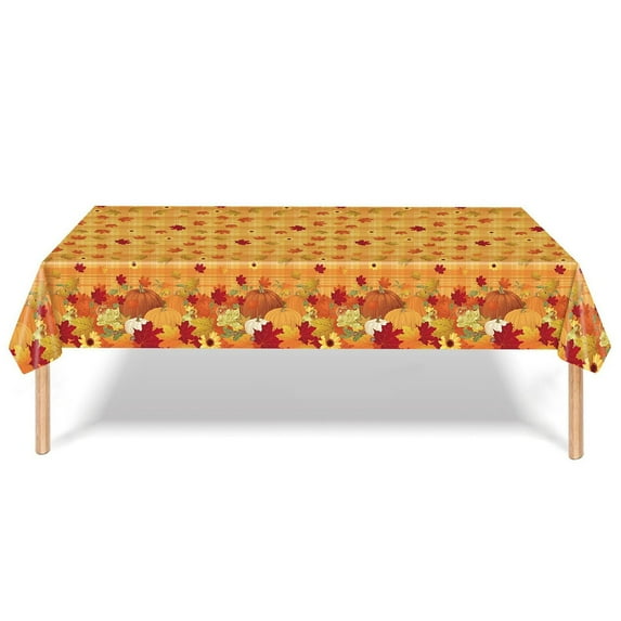 SLYNSHome Clearance Thanksgiving Fall Table Cloth,53.9x107.8Inch Autumn Harvest Table Covers Maple Leaf Pumpkin Disposable Thickened Rectangle Tablecloth for Party Travel Home Decoration