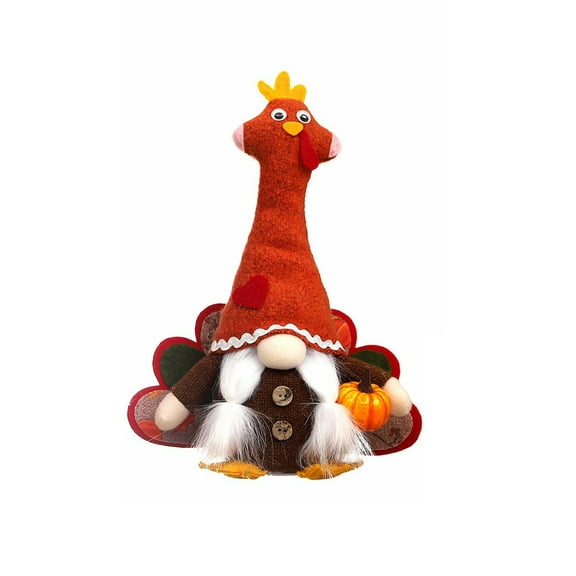 SLYNSHome Thanksgiving Gnome Plush Decorations,Cute Turkey Gnomes for Fall Tiered Tray Decor or as Gift to Friend Autumn Thanksgiving Turkey Hat Faceless Doll for Home Car Office (13Inch)