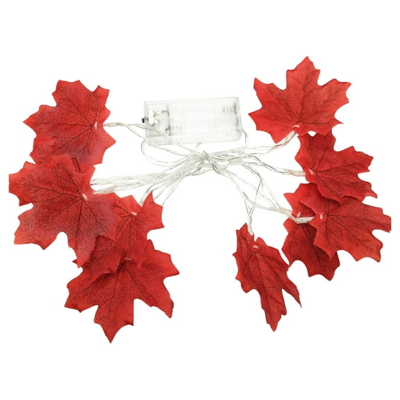 SLYNSHome Thanksgiving Maple Leaves String Lights with 20 LED,9.8Ft Artificial Fall Maple Leaf Vines Lights String Autumn Garland Lamp Battery Operated for Home Party Decoration (Red)