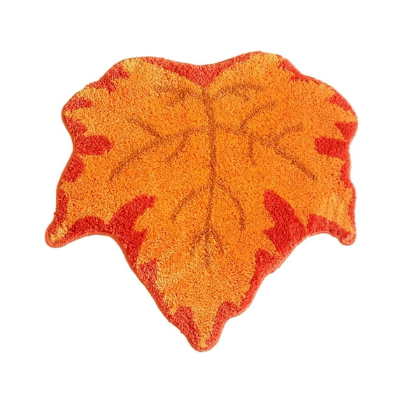SLYNSHome Thanksgiving Plush Bath Mat,23.6x21.6Inch Maple Leaves Tufted Rug Floor Mat for Bathroom Fall Harvest Soft Non Slip Door Mat Absorbent Bath Tub Carpet Holiday Room Decor