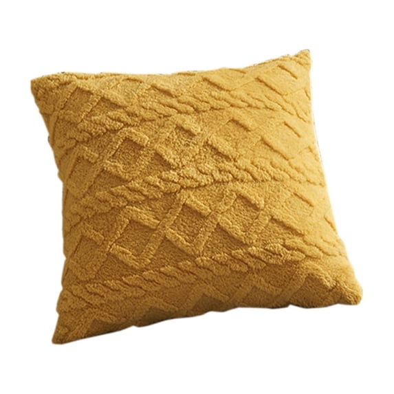 SLYNSHome Throw Pillow Covers Solid Color 18x18 inch,Short Plush Throw Pillow Case Square Cushion Cover with Twisted Texture Lightweight Soft for Sofa Car Winter Home Decoration (Yellow)