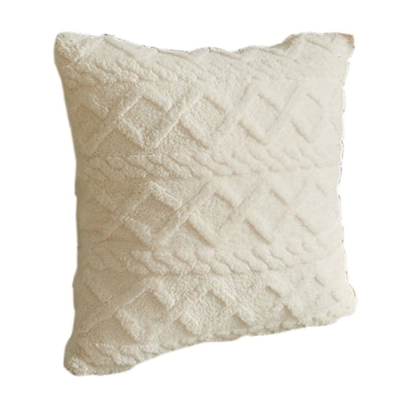 SLYNSHome Throw Pillow Covers Solid Color 18x18 inch,Short Plush Throw Pillow Case Square Cushion Cover with Twisted Texture Lightweight Soft for Sofa Car Winter Home Decoration (White)