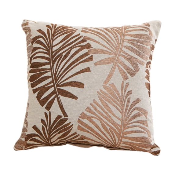 SLYNSHome Throw Pillowcase 18x18 inch,Beach Style Throw Pillow Case with Palm Patterns Lightweight Soft Pillow Covers Breathable Cushion Cover for Sofa Car Winter Home Decoration (Coffee)