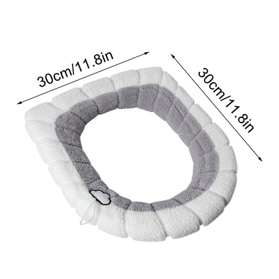 SLYNSHome Toilet Seat Cover Pads Washable with Handle Soft Warmer Toilet Lid Cover Cushion Bathroom Essentials - Gray