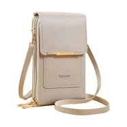 Mini Crossbody Phone Purse – PU Leather, RFID Blocking, Touch Screen Window, Fits Phones Below 6.7" (Blue)