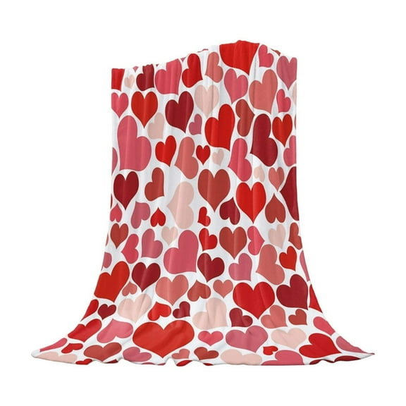 SLYNSHome Valentine's Day Throw Blanket - 39.4x27.5 inch - Soft Flannel Throw Blankets with Heart Printing for Bed Sofa as Valentine's Gifts (Hot Pink)
