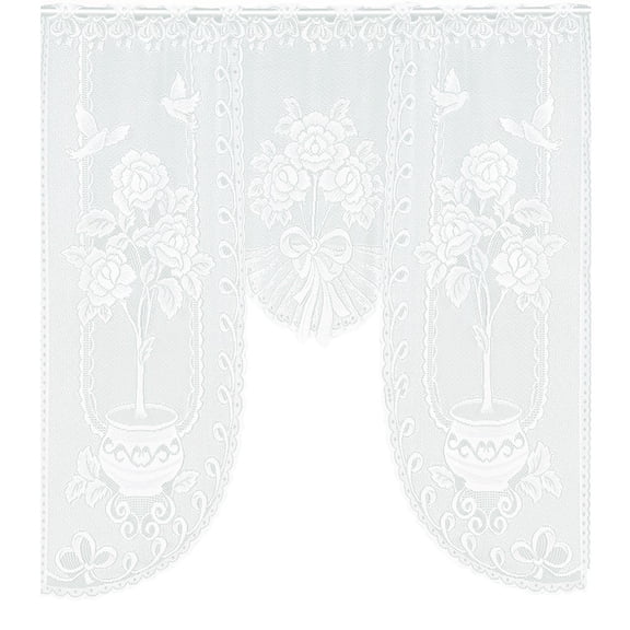 SLYNSHome Vintage Style Lace Coffee Curtain Kitchen Curtain Vintage Style Window Scarf