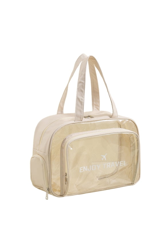 Waterproof Beach Bags - Dry Wet Separation - Large Tote Bag - Sandproof - Clear Swimming Cosmetic Storage Bag for Travel Yoga Gym Vacation Essential (Beige)