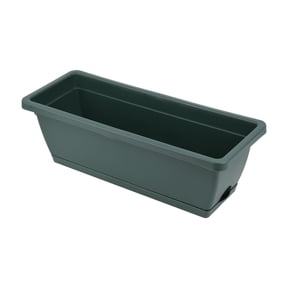 SLYNSHome Window Box Planter Vegetable Flower Planters Boxes 17 inches Rectangular Flower Pots Trough with Drainage Holes and Trays for Indoor/Outdoor/Garden Decoration (Gray)