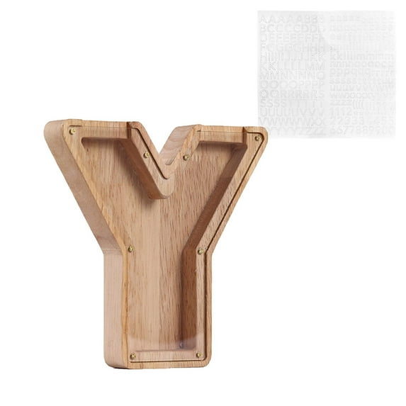 SLYNSHome Wooden Letter Piggy Bank,Large Piggy Bank for Kids Boys Girls Alphabet Letter Coin Banks Money Savings Box Wooden Bank Wooden Coin Bank for Kids Adults as Gift for Friends