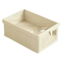 SLYNSHome Clothing Storage Box with Lid Fabric Wardrobe Organizer Transparent Window Foldable for Pants Clothes - 17.3 inch