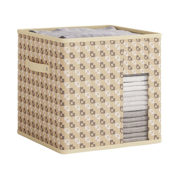 SLYNSHome Collapsible Fabric Storage Cubes Organizer with Handles Beige Storage Bins for Shelves Large Fabric Storage Baskets Decorative Closet Baskets
