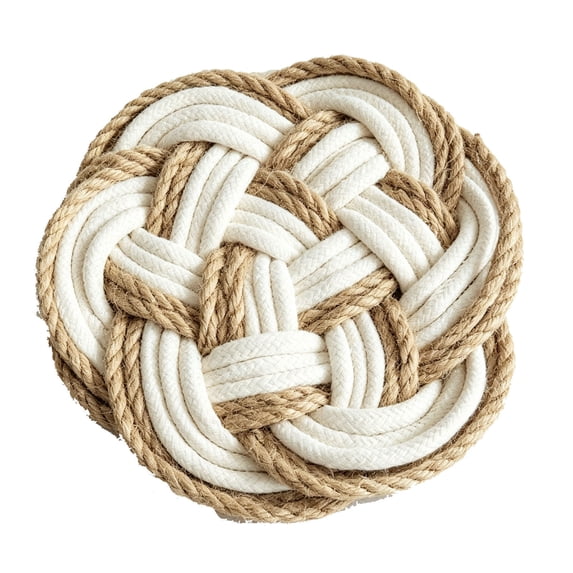 SLYNSHome Cotton Linen Insulation Mat, Woven Braided Heat Pad for Kitchen Countertop and Dining Table, Decorative Non-Slip Coaster for Hot Cups Pots and Cookware,16cm