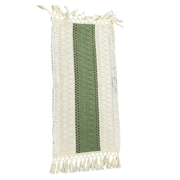 SLYNSHome Crochet Table Runner, Macrame Style With Tassels, Farmhouse Decor for Dining Table, Mint Green