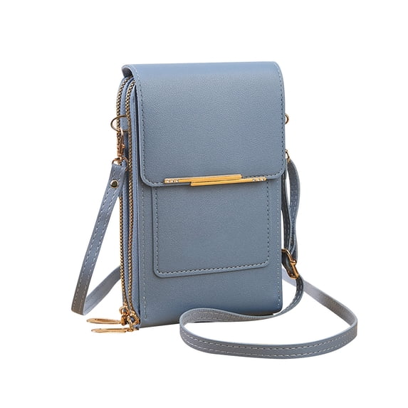 SLYNSHome Crossbody Cellphone Purse for Women,Touch Screen Bag Blue Shoulder Strap Handbag Small Wallet