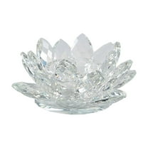 SLYNSHome Crystal Lotus Tealight Candle Holders Christmas Gifts,Glass Tea Light Candlestick Holiday Decorations for Christmas Wedding Dinner Table Decor - Clear