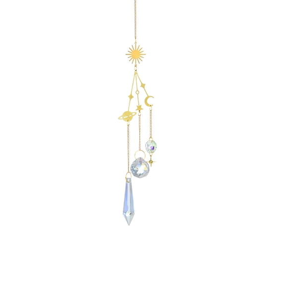 SLYNSHome Crystal Suncatchers for Window Hanging Wind Chime Style Garden Sun Catchers with Crystals Rainbow Maker Indoor Outdoor Decor