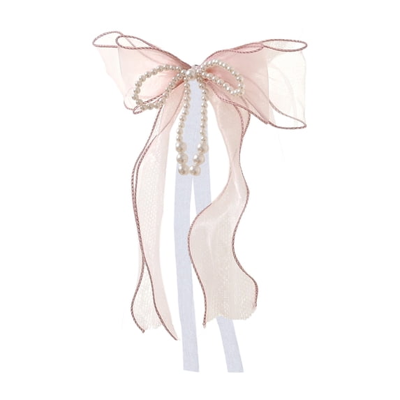 SLYNSHome Curtain Tiebacks Decorative Bow Pink Bowknot Pearl Curtain Ties Bowknot Curtain Holdbacks Lace Bow Curtain Straps