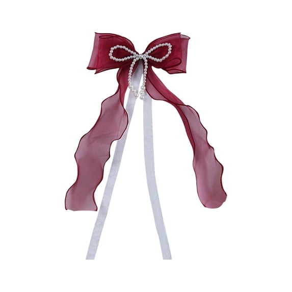 SLYNSHome Curtain Tiebacks Decorative Bow Wine Bowknot Pearl Curtain Ties Bowknot Curtain Holdbacks Lace Bow Curtain Straps
