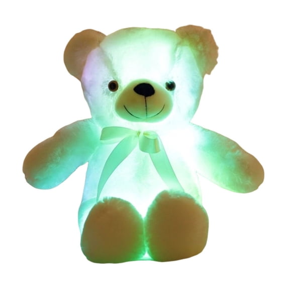 SLYNSHome Cute Bear Stuffed Animal White Light Up LED Glow Plush Toy with Night Light 19 inch Soft Bear Toy Birthday Gifts