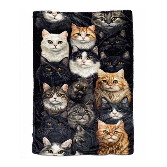 SLYNSHome Cute Cat Throw Blanket Super Soft Fuzzy Blanket for Couch Sofa Bed Office Cozy Washable Lightweight Blankets Throw for All Season