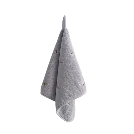 SLYNSHome Cute Heart Hand Towel,Gray Super Absorbent Soft Fleece Face Towel with Hanging Loop, Safe Material Washcloth for Bathroom Kitchen Home Use