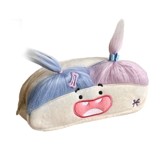 SLYNSHome Cute Pencil Case Blue Plush Pencil Pouch Soft Stationery Storage Pen Bag Back to Class Gifts