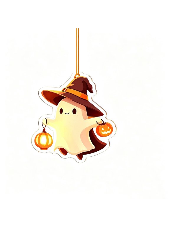 Cute Witch Ghost Pumpkin Acrylic Pendant, Double Sided Halloween Hanging Ornament For Purse Backpack Keychain Holiday Party Bag Accessory Decor