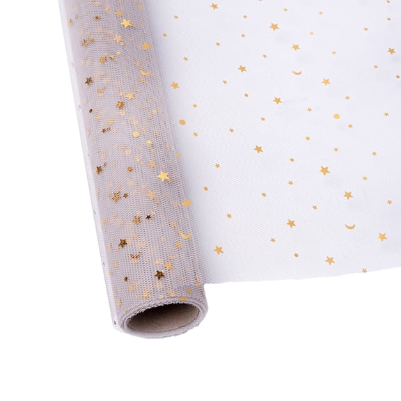 SLYNSHome Decorative Mesh Ribbbon Rolls,14.7 ft Gray Glitter Tulle Fabric Rolls,Sparkling Spool Ribbon Sequin Netting for Flower Gift Wrapping Wedding Party Decoration