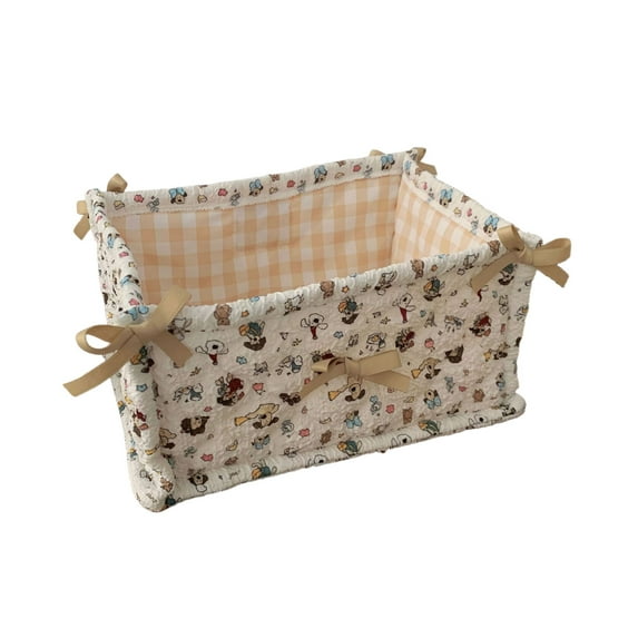 SLYNSHome Desktop Storage Basket Fabric Storage Bins Brown Storage Cubes Closet Organizer for Table Top Decorations Snack Container