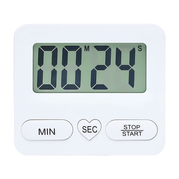 SLYNSHome Digital Kitchen Timer Large LCD Display Alarm Clock for Cooking Baking Studing - White