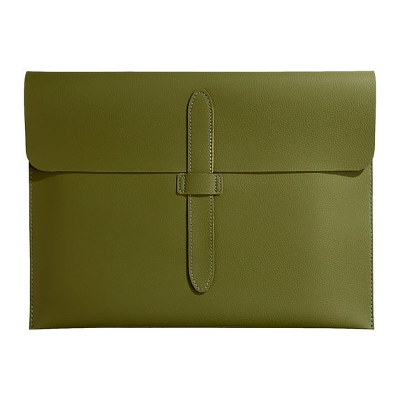 SLYNSHome Document Bag File Folder,PU Leather A4 Waterproof Briefcase Envelope Messenger Bags for Men and Women Office Accessories - Green