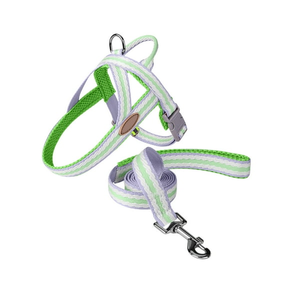 SLYNSHome Dog Harness with Leash Set Adjustable Soft Step-in Dog Vest No Choke No Pull Reflective for Medium Pets,Solid and No-chew - Purple - 0.78x55.12 inch