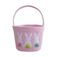 thumbnail image 1 of SLYNSHome Easter Basket Easter Bunny Baskets with Handle Pink Egg Buckets Gifts Tote Bags Woven Empty Hunt Basket, 1 of 7
