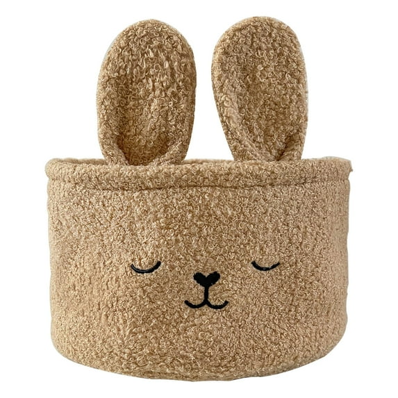 SLYNSHome Easter Basket Plush Brown Bunny Easter Basket Plush Easter Buckets with Long Ear Easter Tote Bags Gifts Storage