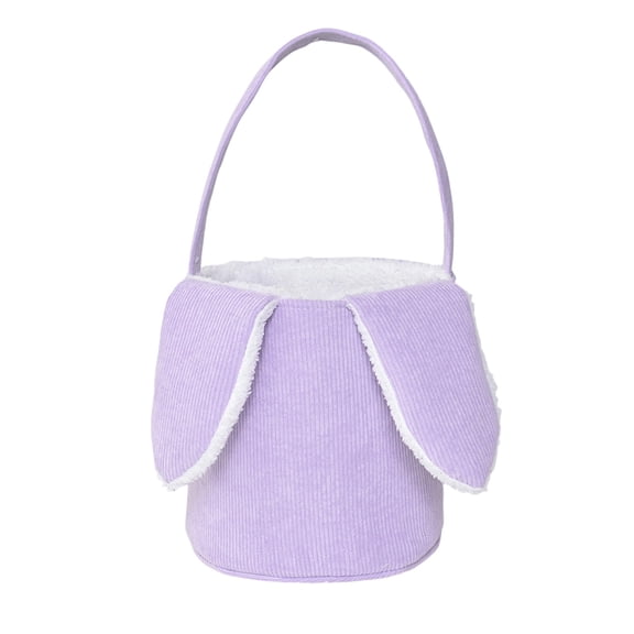 SLYNSHome Easter Basket Purple Egg Hunting Baskets Plush Bunny Baskets with Long Plush Ear Personalized Bunny Gift Bags for Candy Gifts