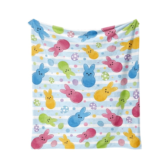 SLYNSHome Easter Blanket Spring Bunny Rabbit Eggs Soft Flannel Easter Decorative Throw Blanket Easter Gift for Home Couch Sofa Bed Room
