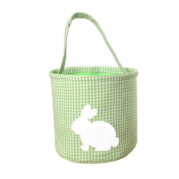 SLYNSHome Easter Bunny Basket Egg Buckets Gifts Tote Bags Green Personalized Egg Hunt Basket Stuffers for Easter Party Favors