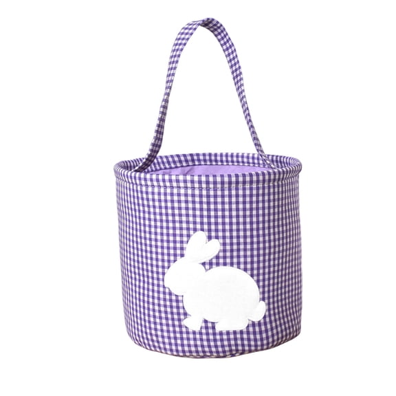 SLYNSHome Easter Bunny Basket Egg Buckets Gifts Tote Bags Purple Personalized Egg Hunt Basket Stuffers for Easter Party Favors