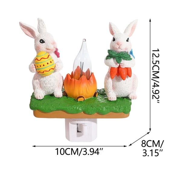 SLYNSHome Easter Bunny Decorative Nightlight, Easter Cute Rabbit Resin Plug in Light, 3D Bunny Gnome Lamp Spring Home Decor Rabbit Lighting Gifts