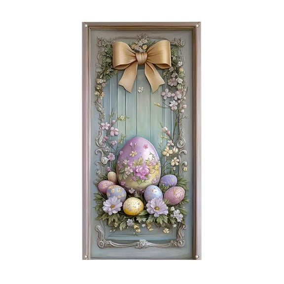 SLYNSHome Easter Bunny Door Cover Happy Easter Rabbit Door Banner Party Accessory for Easter Party Holiday Wedding Garden