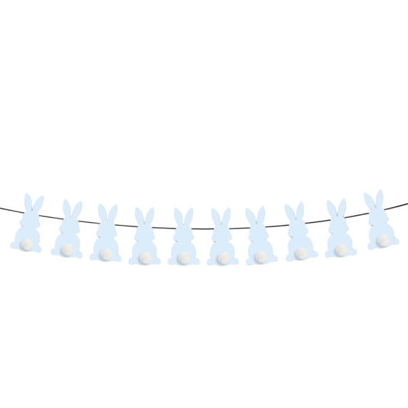 SLYNSHome Easter Bunny Garland Blue Rabbit Banner Bunting Garland Easter Decorations