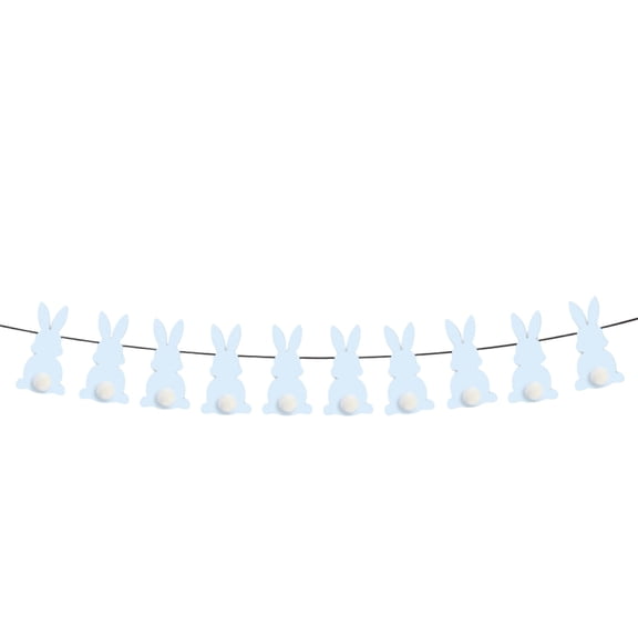 SLYNSHome Easter Bunny Garland Blue Rabbit Banner Bunting Garland Easter Decorations