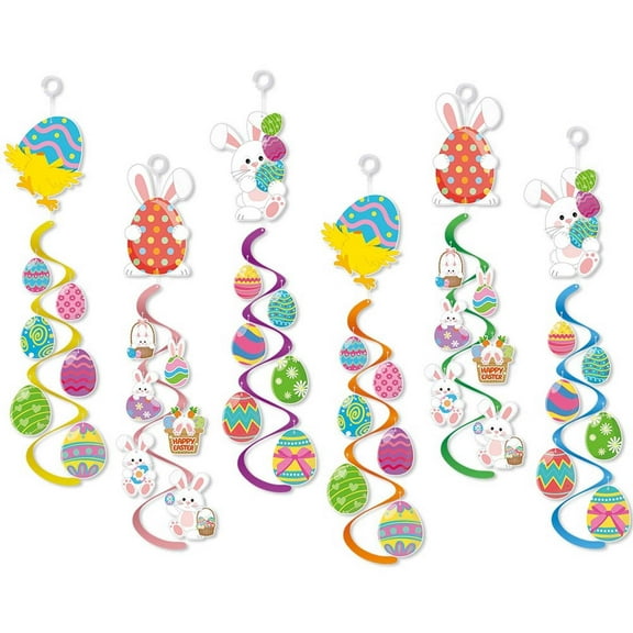 SLYNSHome Easter Bunny Party Decorations Birthday Party Supplies Rabbit Hanging Swirls Cutouts Party Spring Decor
