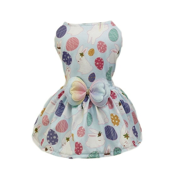SLYNSHome Easter Dog Dress Blue Easter Bunny Dog Dress Pet Cat Puppy Dresses Summer Holiday Dog Clothes for Small Dogs Pet Easter Outfit - XL