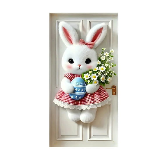 SLYNSHome Easter Door Cover Decoration Easter Eggs Bunny Door Banner Party Backdrop Photography Welcome Spring Home Decors