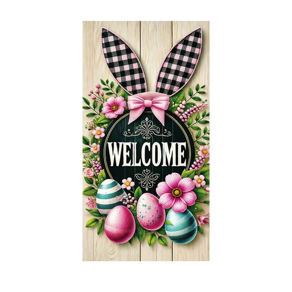 SLYNSHome Easter Door Cover Spring Decoration Easter Eggs Bunny Door Banner Party Supplies Backdrop Photography Welcome Door Cover